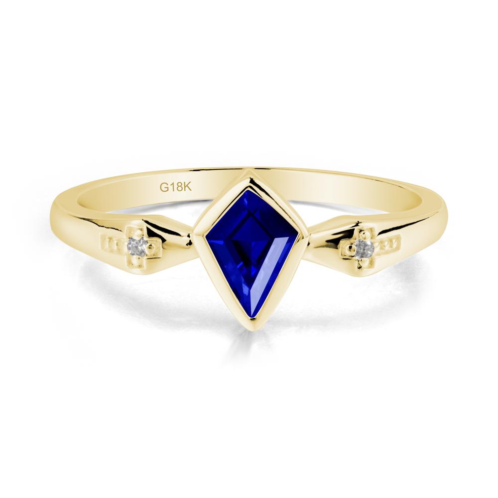 Coffin Shaped Bezel Setting Sapphire Ring - LUO Jewelry #metal_18k yellow gold