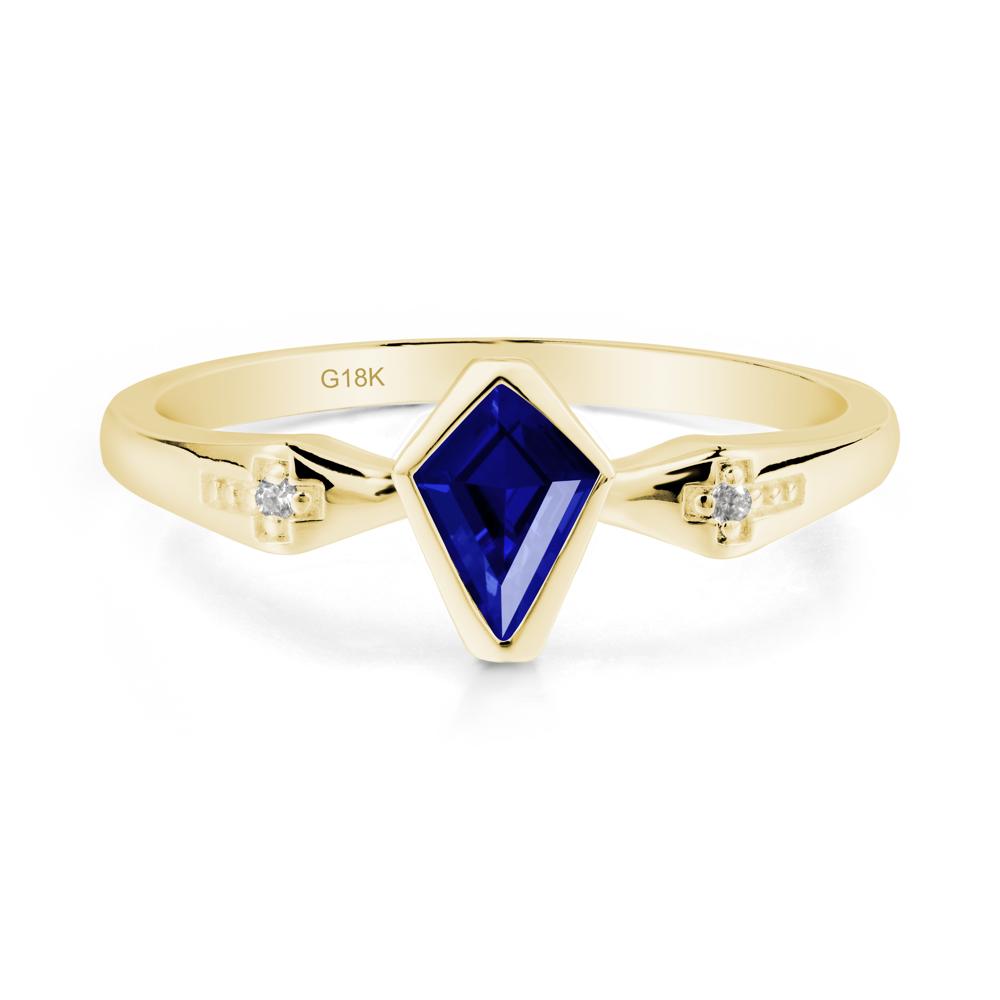 Coffin Shaped Bezel Setting Sapphire Ring - LUO Jewelry #metal_18k yellow gold
