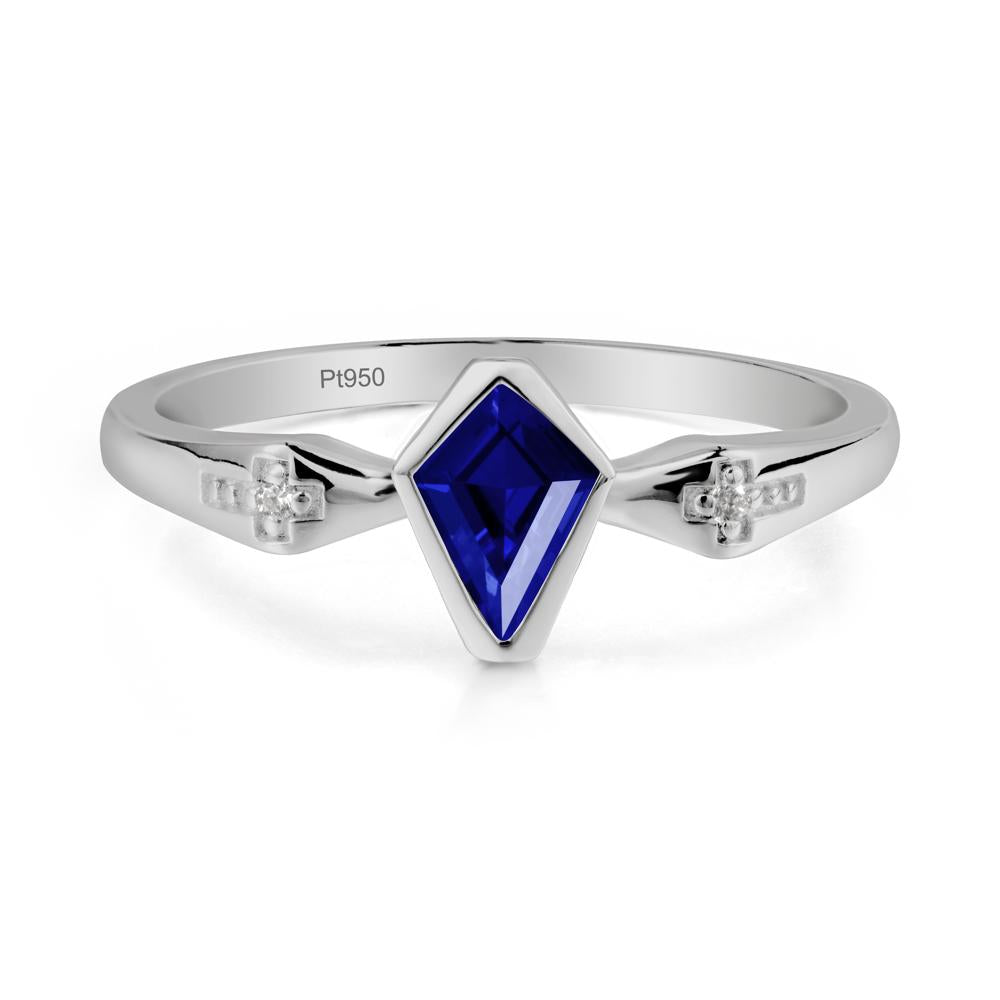 Coffin Shaped Bezel Setting Sapphire Ring - LUO Jewelry #metal_platinum
