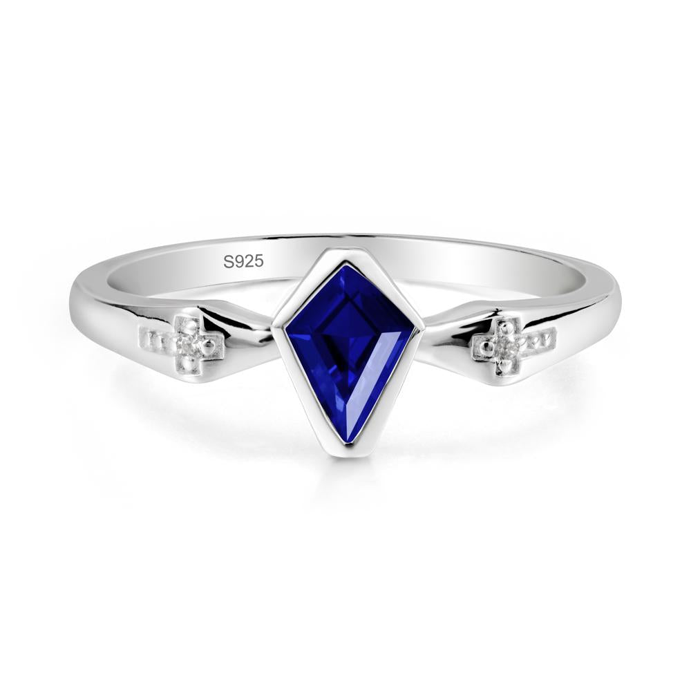 Coffin Shaped Bezel Setting Sapphire Ring - LUO Jewelry #metal_sterling silver