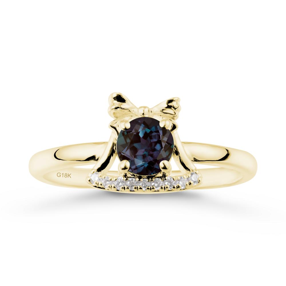 Bow Knot Round Alexandrite Ring - LUO Jewelry #metal_18k yellow gold
