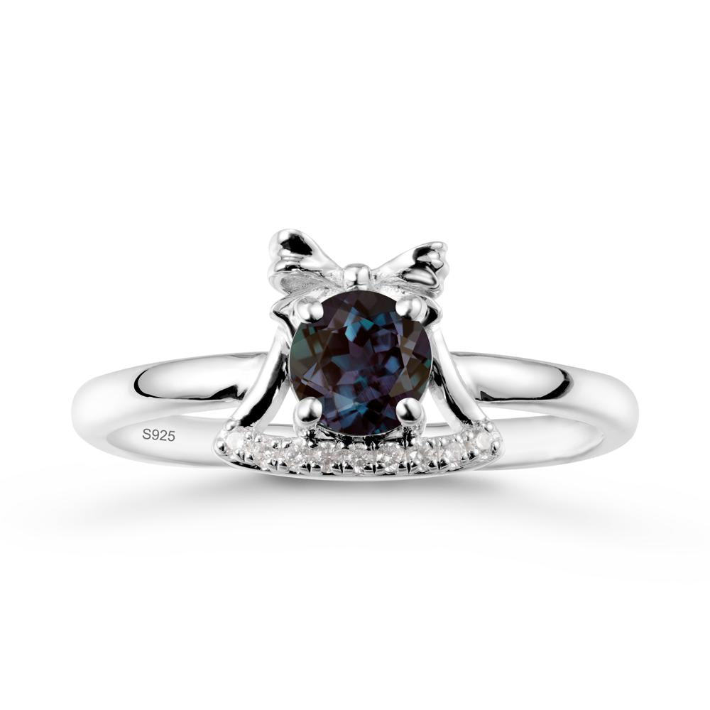 Bow Knot Round Alexandrite Ring - LUO Jewelry #metal_sterling silver
