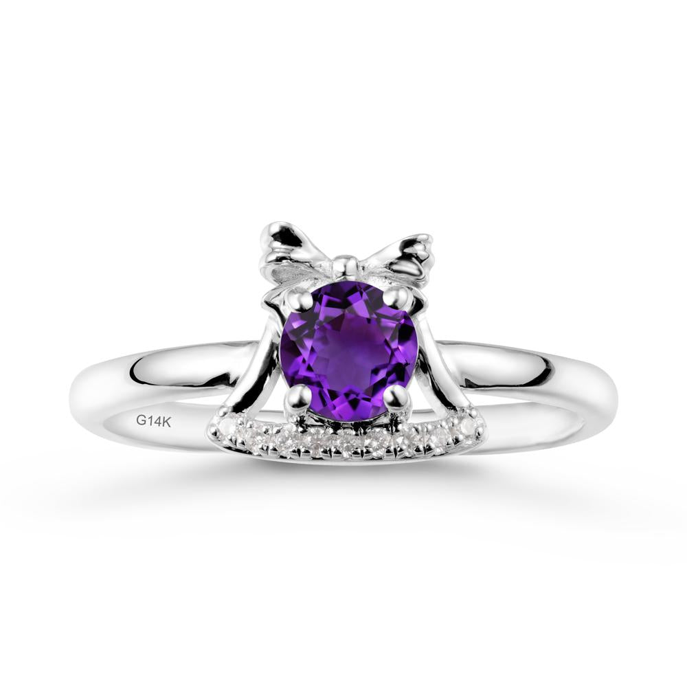 Chrismas Amethyst Ring with Jingle Bells Design - LUO Jewelry #metal_14k white gold