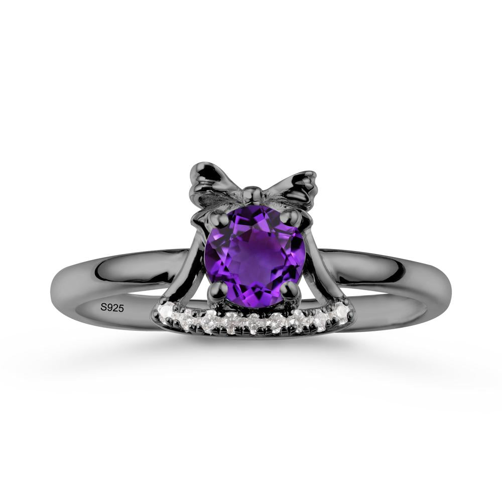 Chrismas Amethyst Ring with Jingle Bells Design - LUO Jewelry #metal_black finish sterling silver