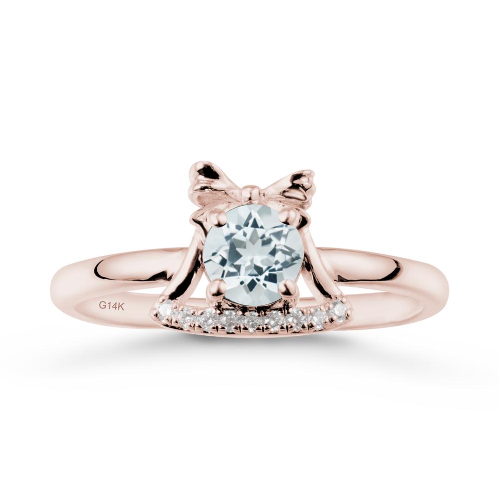 Bow Knot Round Aquamarine Ring - LUO Jewelry #metal_14k rose gold