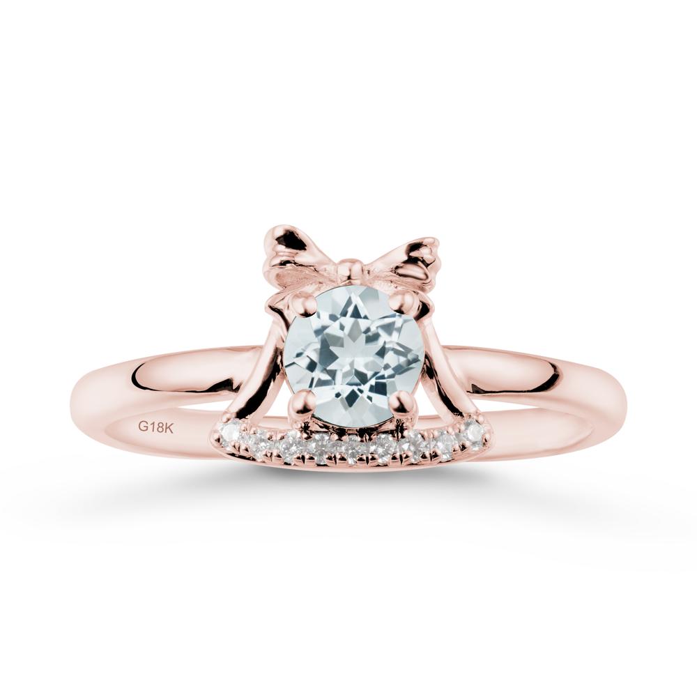 Bow Knot Round Aquamarine Ring - LUO Jewelry #metal_18k rose gold