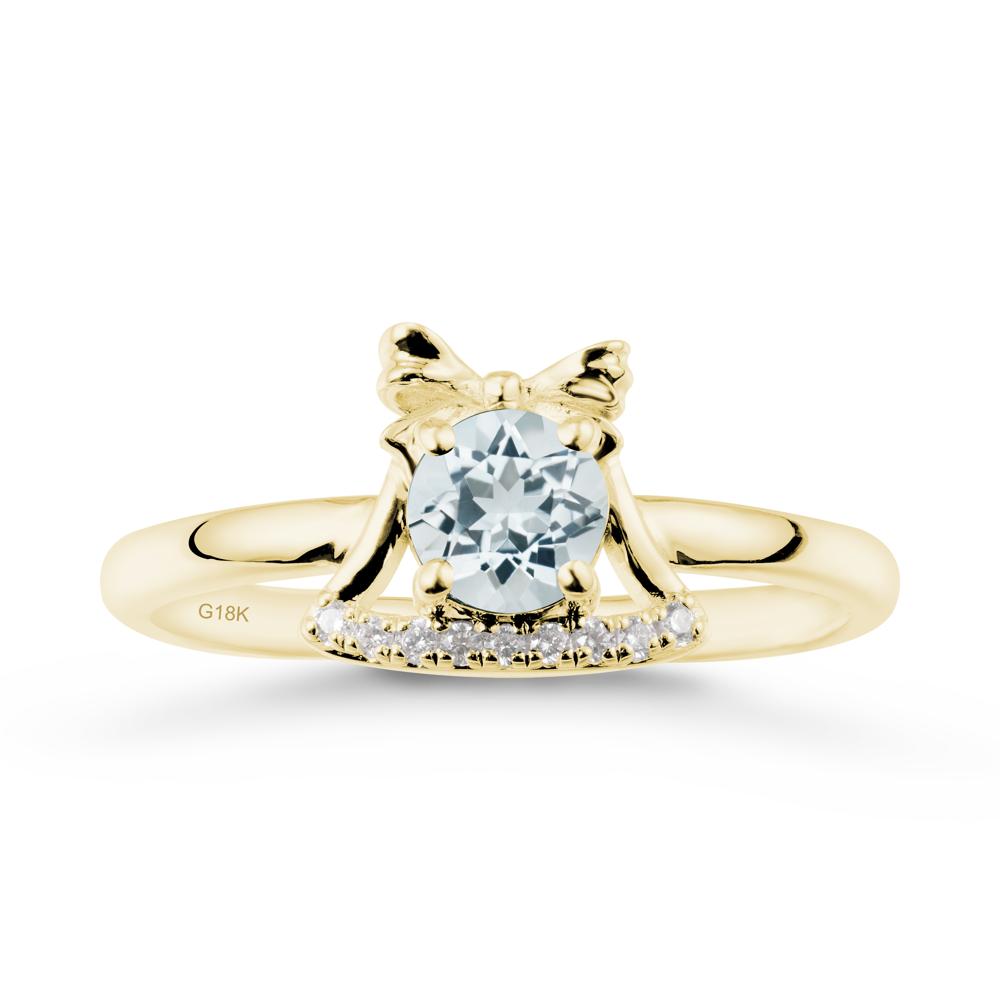 Bow Knot Round Aquamarine Ring - LUO Jewelry #metal_18k yellow gold