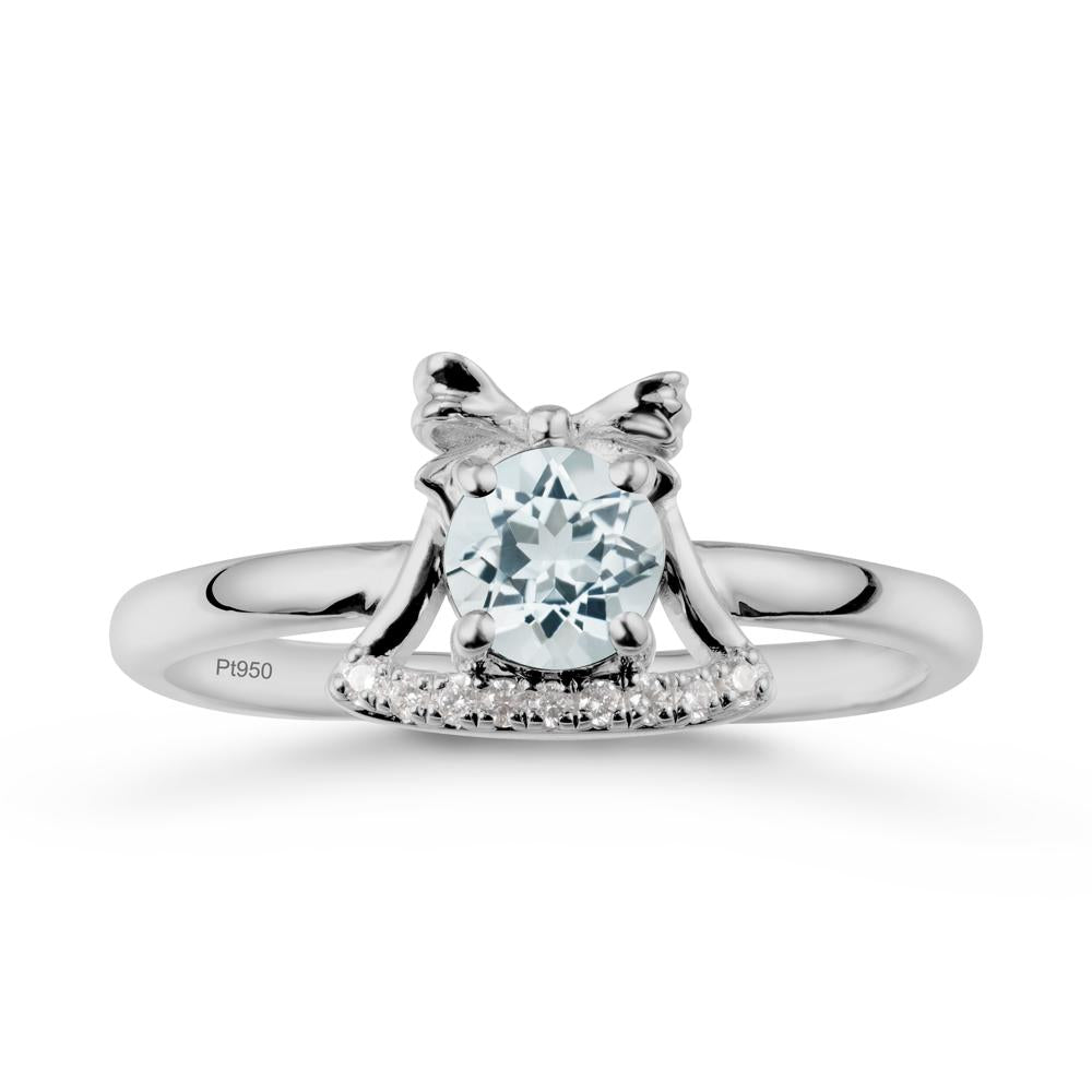 Bow Knot Round Aquamarine Ring - LUO Jewelry #metal_platinum