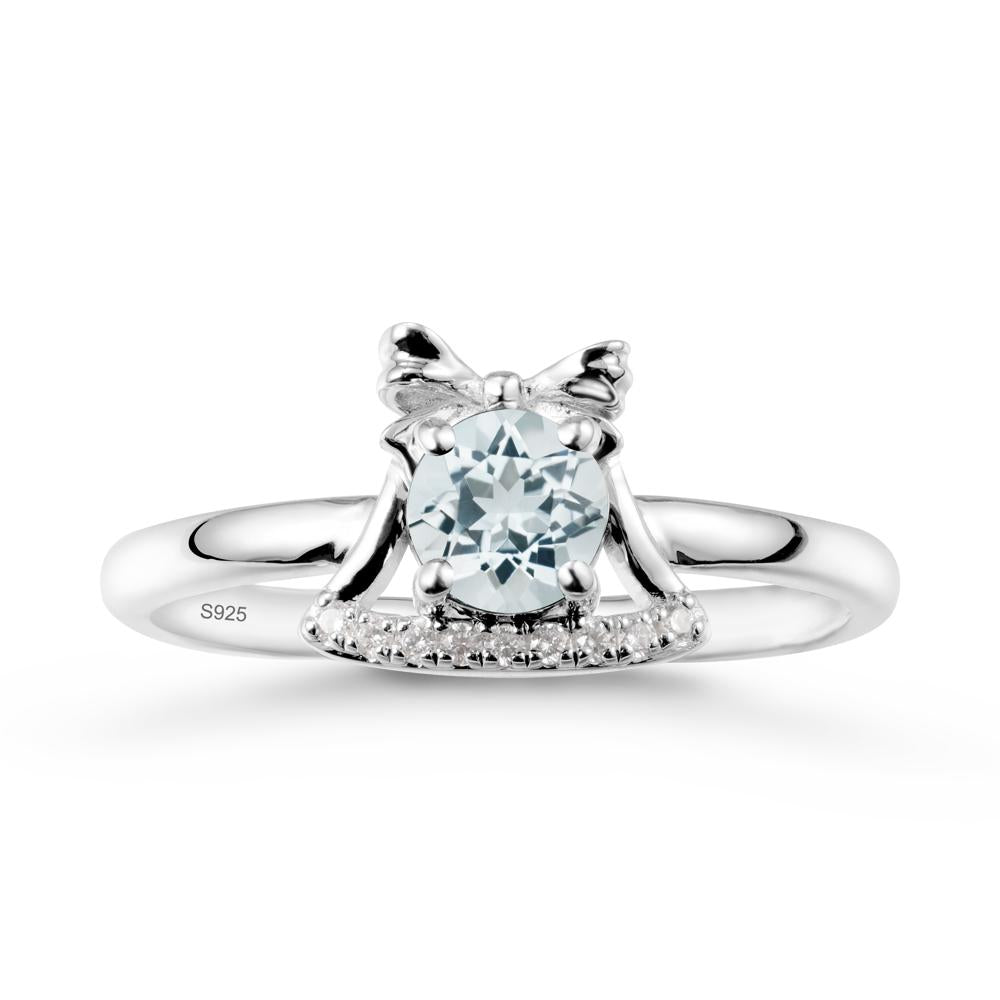Bow Knot Round Aquamarine Ring - LUO Jewelry #metal_sterling silver
