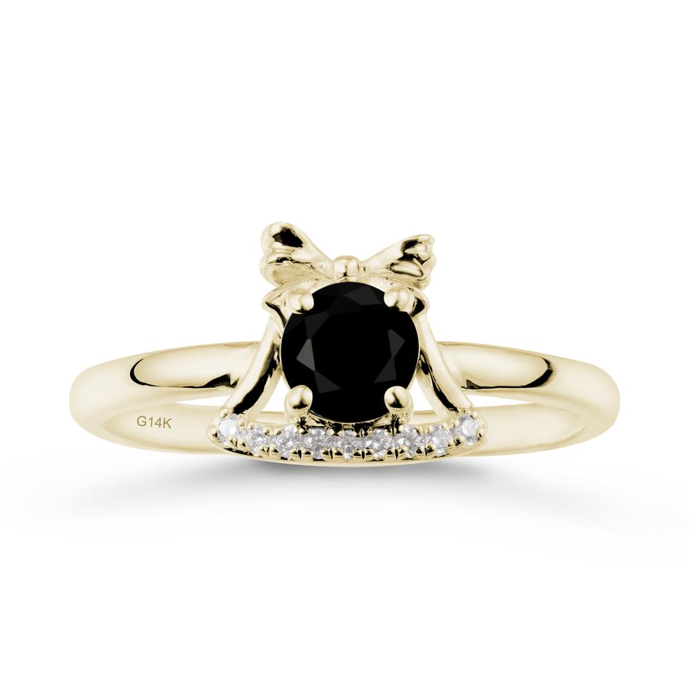 Chrismas Black Spinel Ring with Jingle Bells Design - LUO Jewelry #metal_14k yellow gold