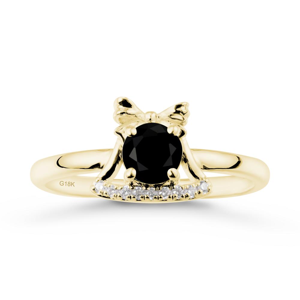 Chrismas Black Spinel Ring with Jingle Bells Design - LUO Jewelry #metal_18k yellow gold