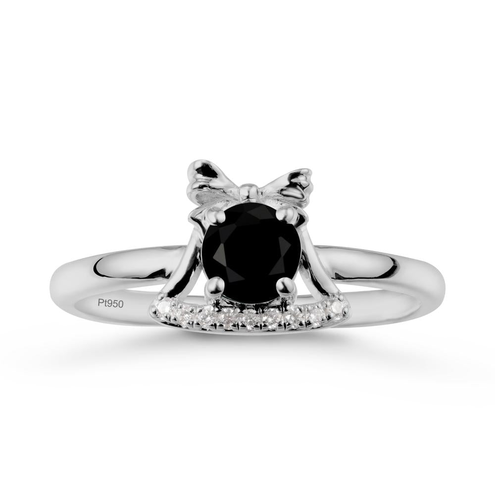 Chrismas Black Spinel Ring with Jingle Bells Design - LUO Jewelry #metal_platinum