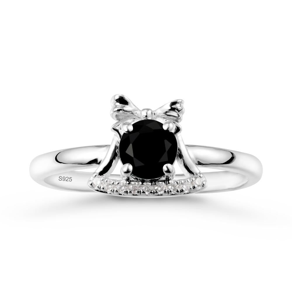 Chrismas Black Spinel Ring with Jingle Bells Design - LUO Jewelry #metal_sterling silver