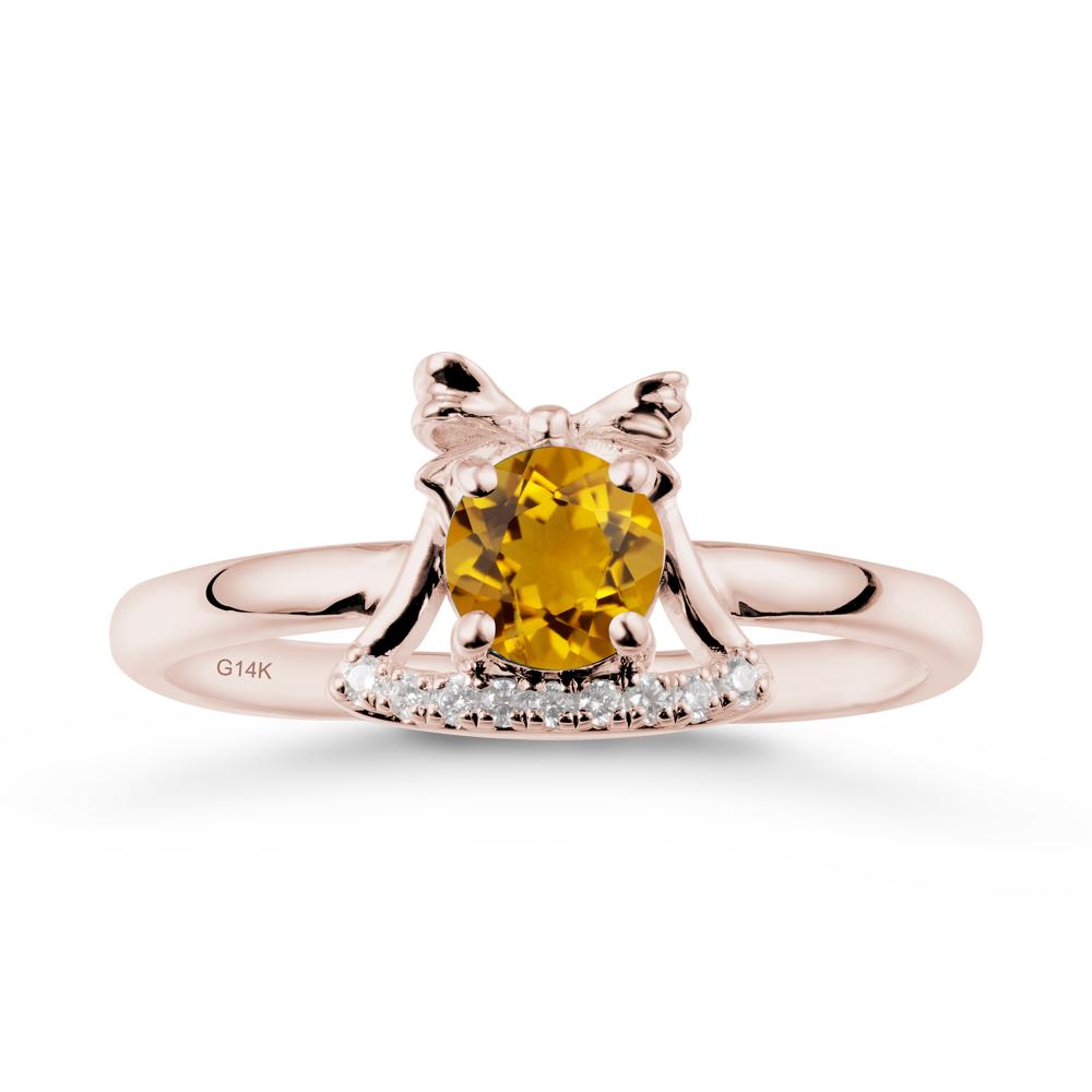 Bow Knot Round Citrine Ring - LUO Jewelry #metal_14k rose gold