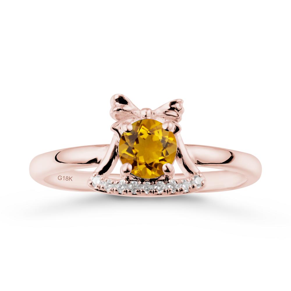 Bow Knot Round Citrine Ring - LUO Jewelry #metal_18k rose gold