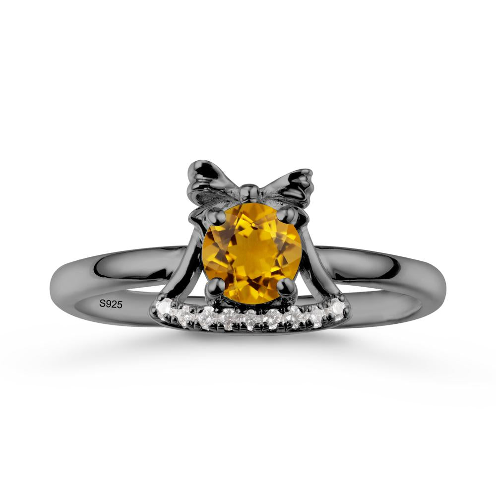 Bow Knot Round Citrine Ring - LUO Jewelry #metal_black finish sterling silver