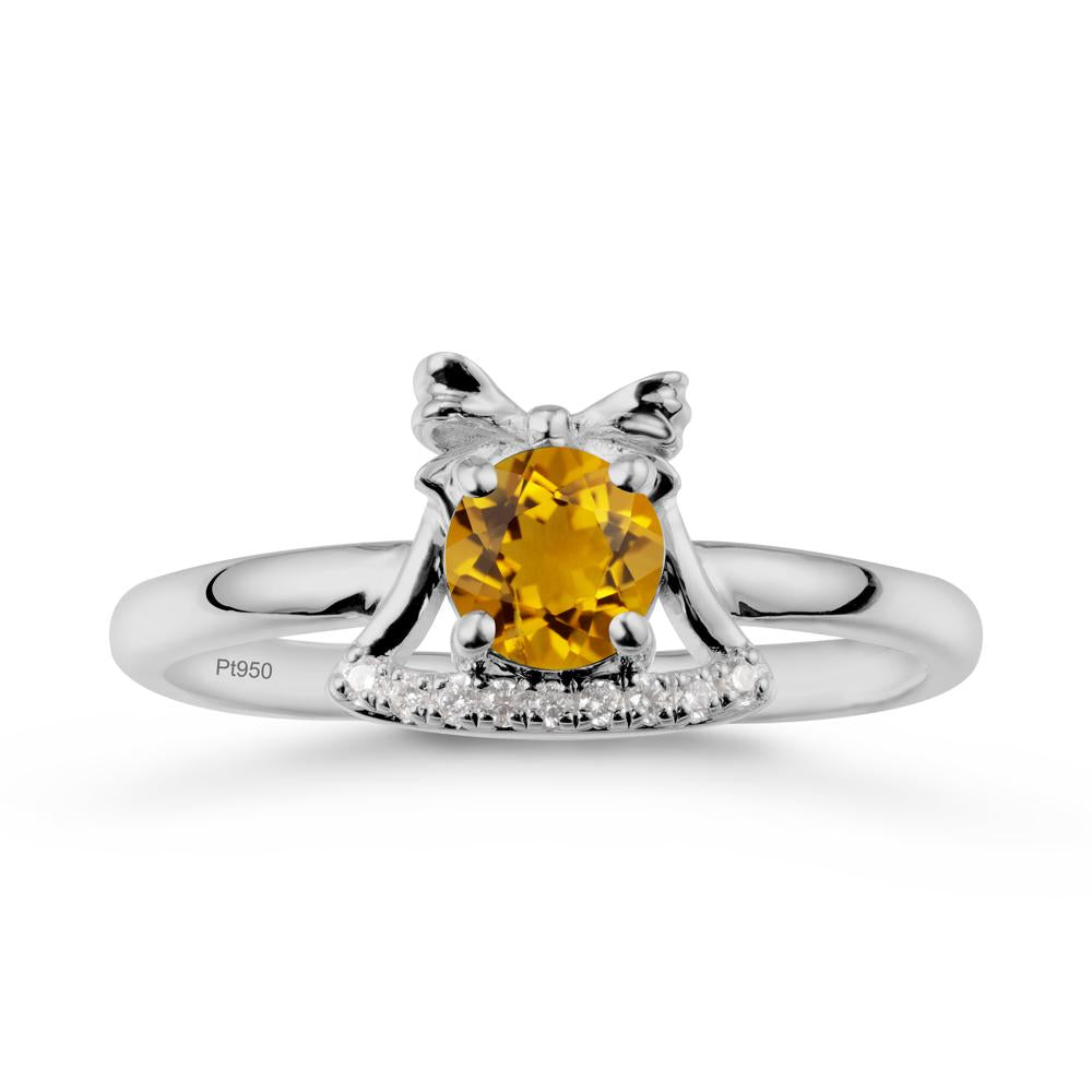 Bow Knot Round Citrine Ring - LUO Jewelry #metal_platinum