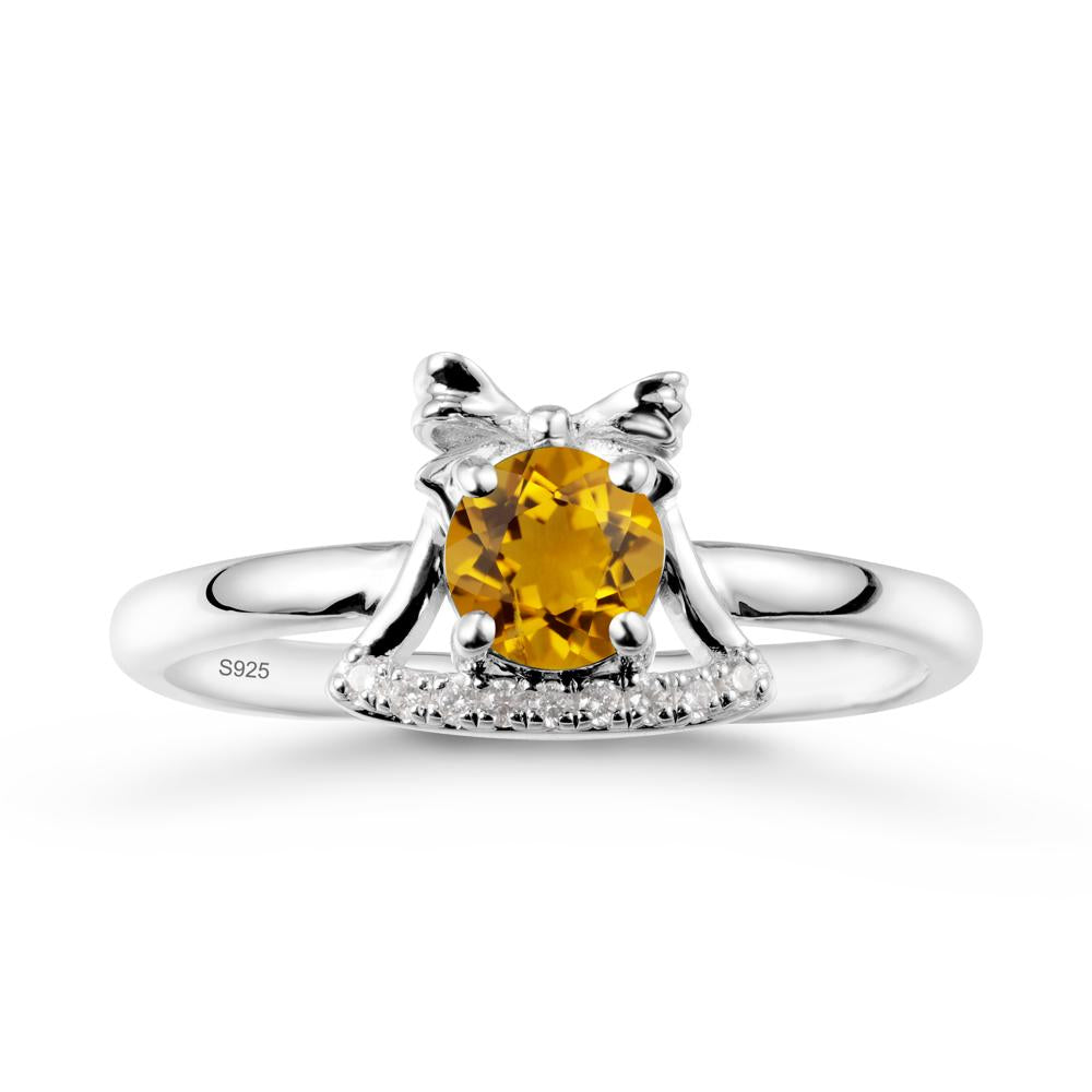 Bow Knot Round Citrine Ring - LUO Jewelry #metal_sterling silver