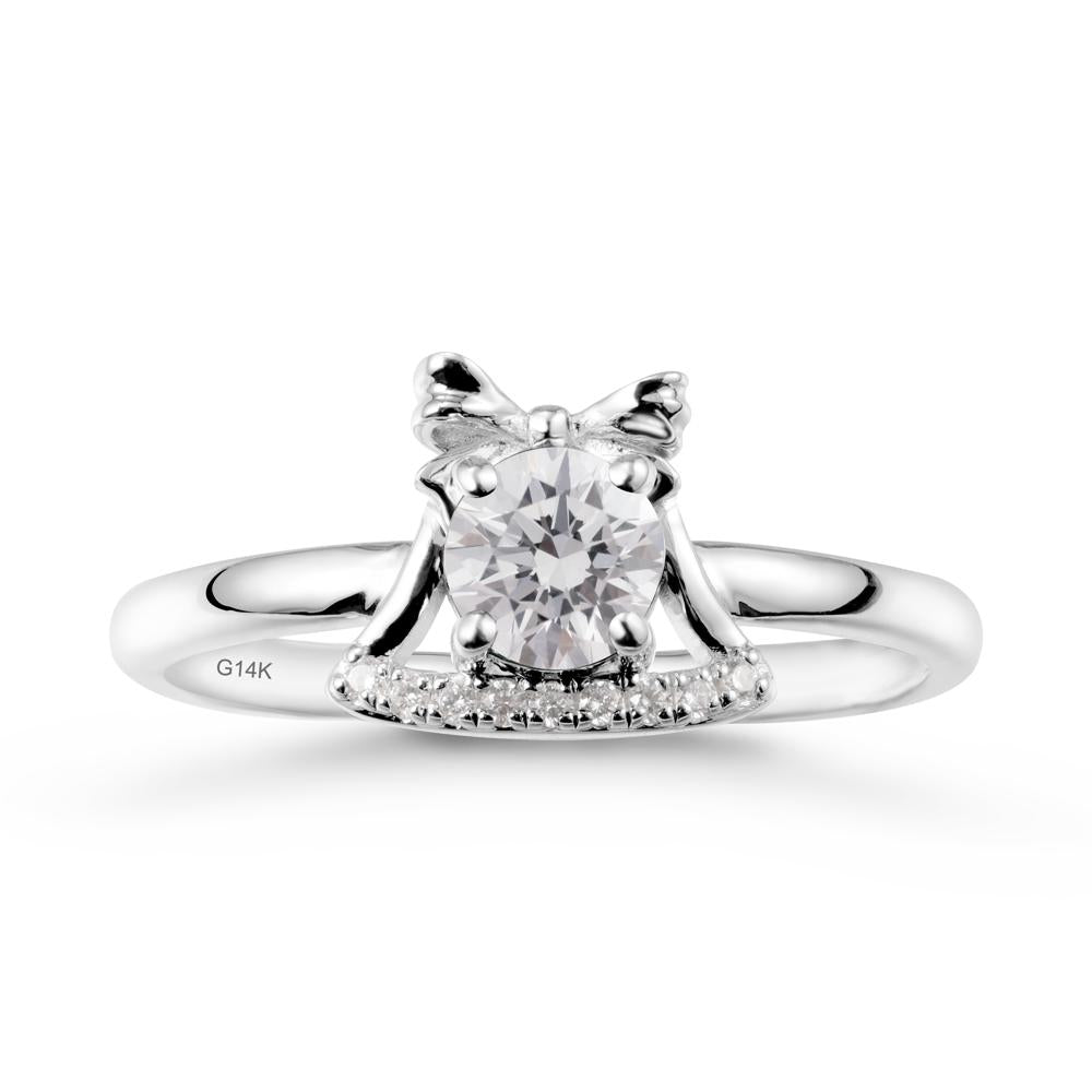 Bow Knot Round Diamond Ring - LUO Jewelry #metal_14k white gold