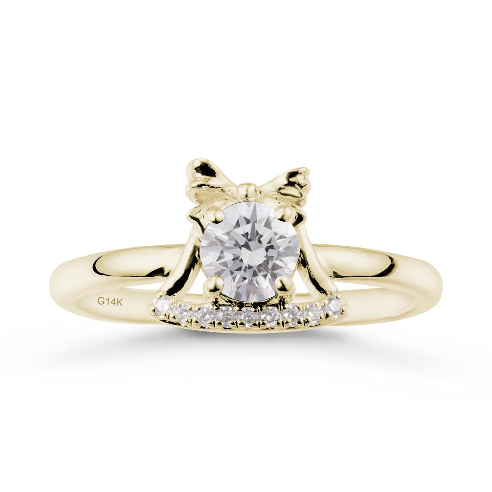 Bow Knot Round Diamond Ring - LUO Jewelry #metal_14k yellow gold