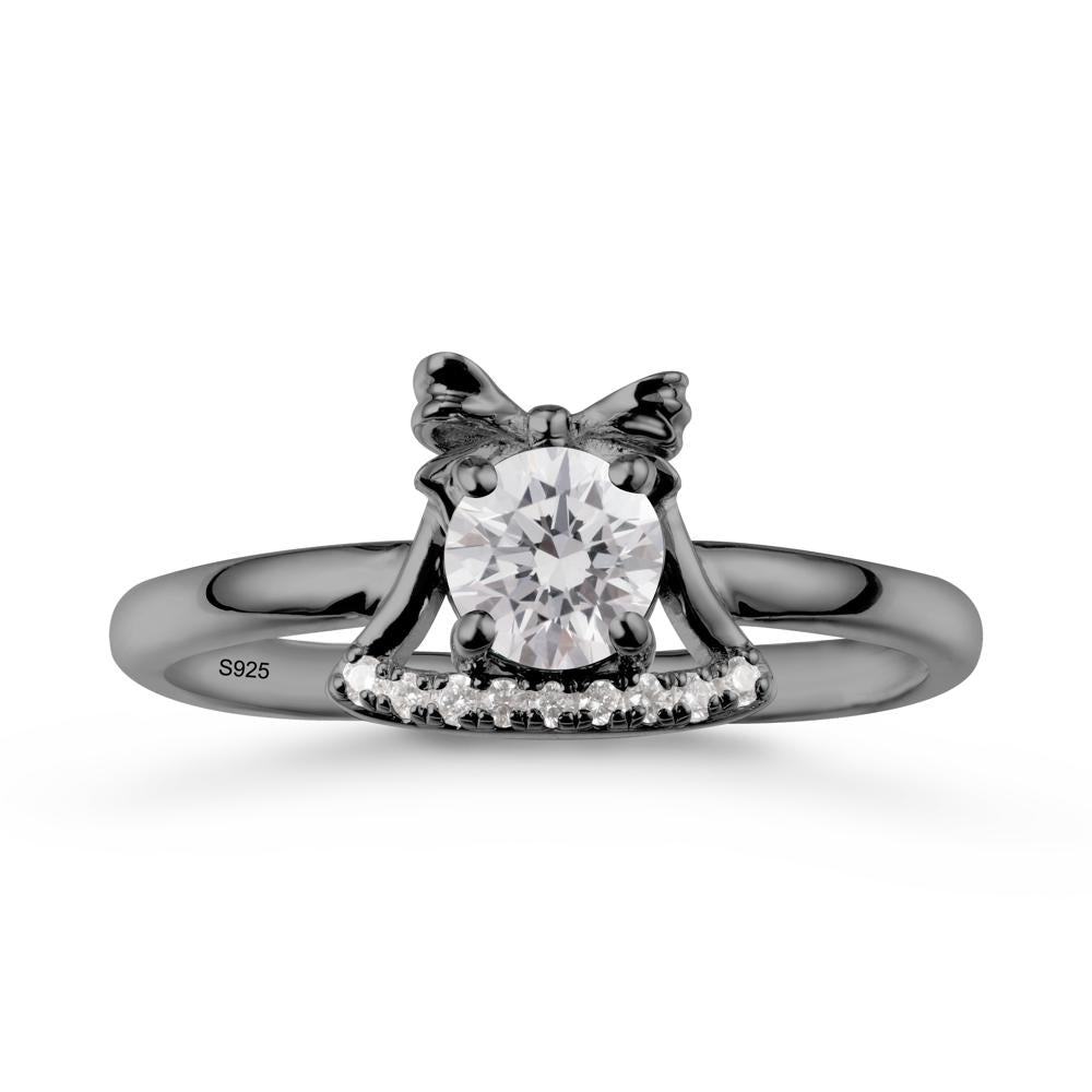 Bow Knot Round Diamond Ring - LUO Jewelry #metal_black finish sterling silver