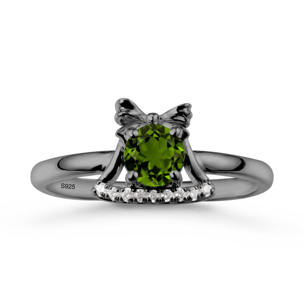 Chrismas Diopside Ring with Jingle Bells Design - LUO Jewelry #metal_black finish sterling silver
