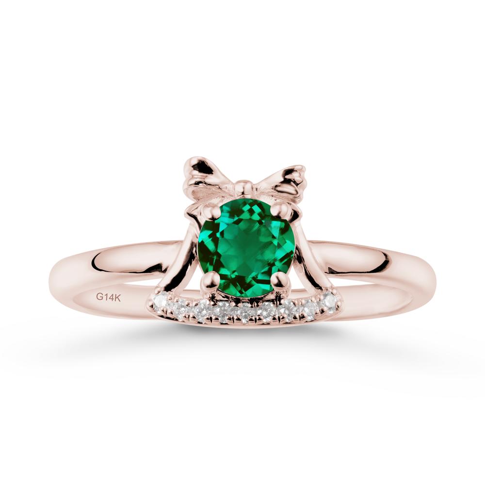 Bow Knot Round Emerald Ring - LUO Jewelry #metal_14k rose gold
