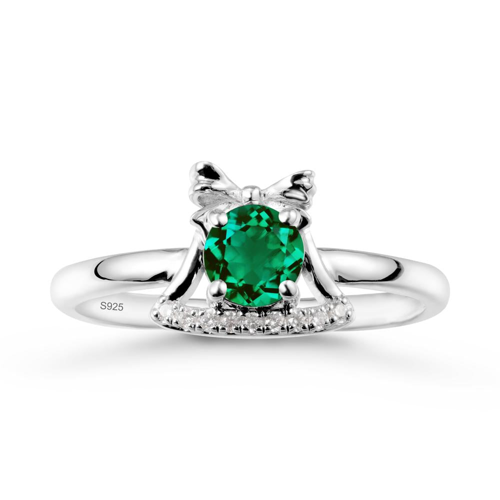 Bow Knot Round Emerald Ring - LUO Jewelry #metal_sterling silver