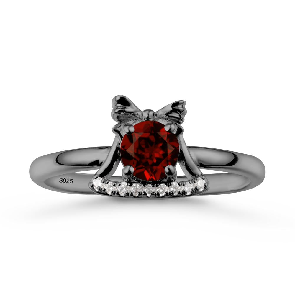 Chrismas Garnet Ring with Jingle Bells Design - LUO Jewelry #metal_black finish sterling silver