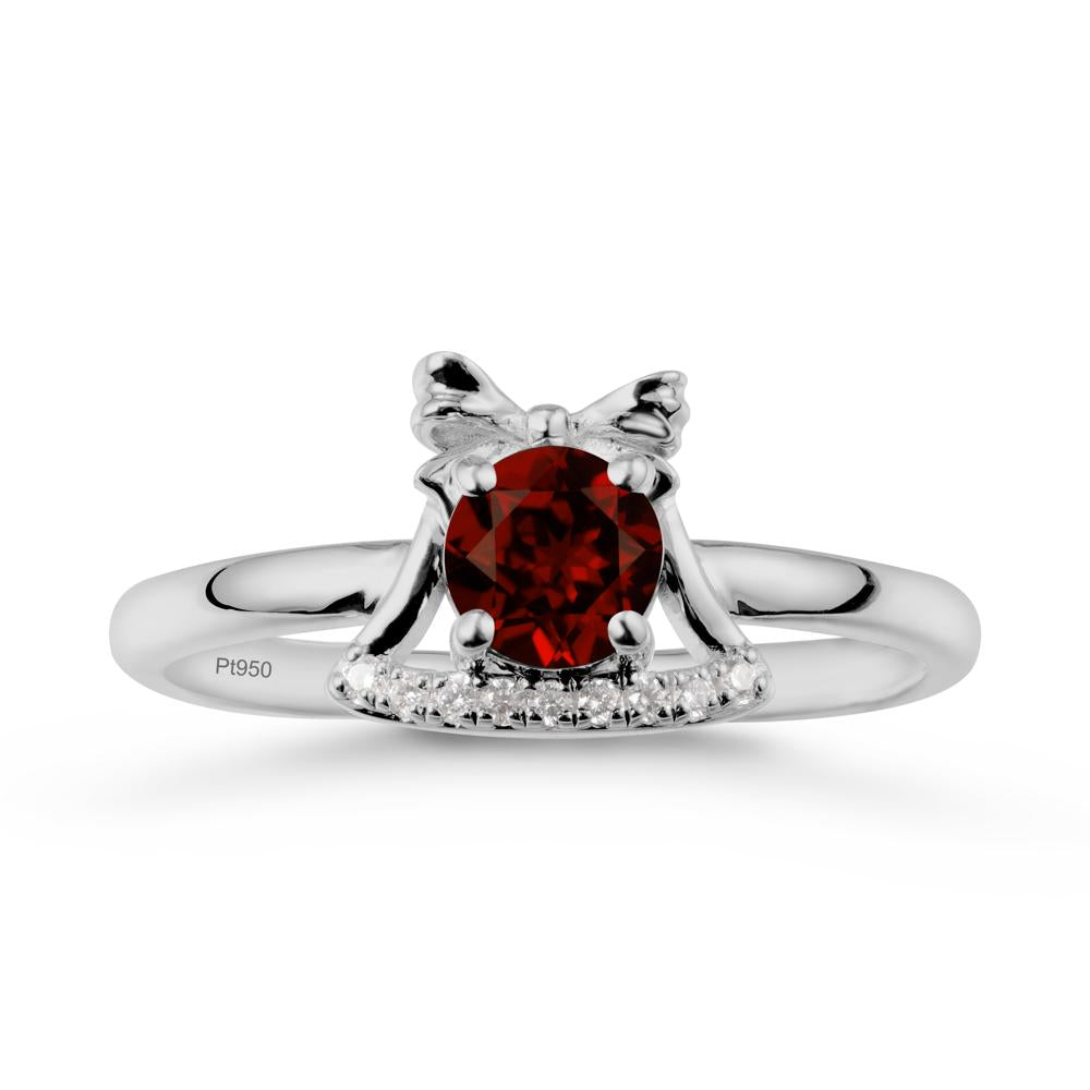 Chrismas Garnet Ring with Jingle Bells Design - LUO Jewelry #metal_platinum