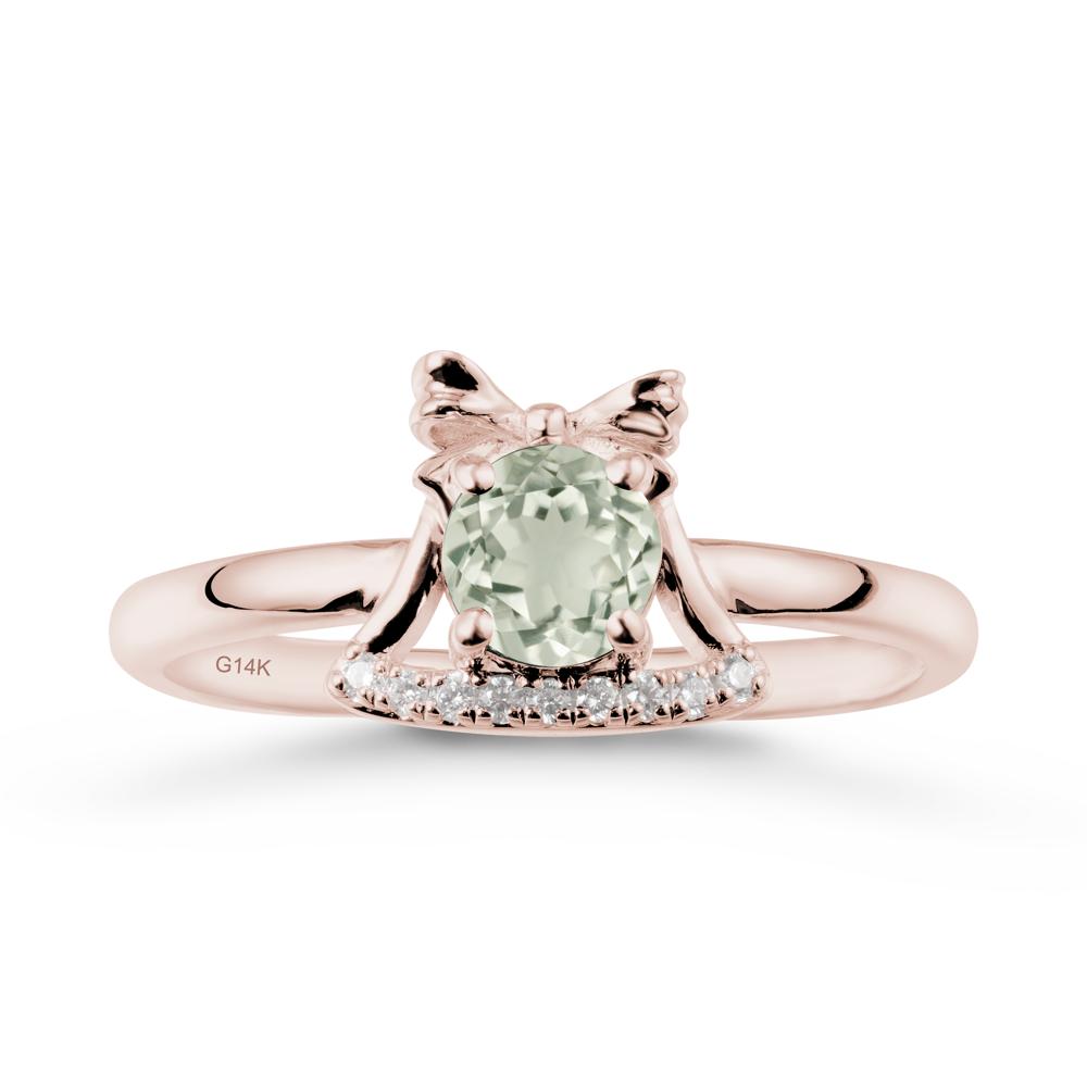 Bow Knot Round Green Amethyst Ring - LUO Jewelry #metal_14k rose gold