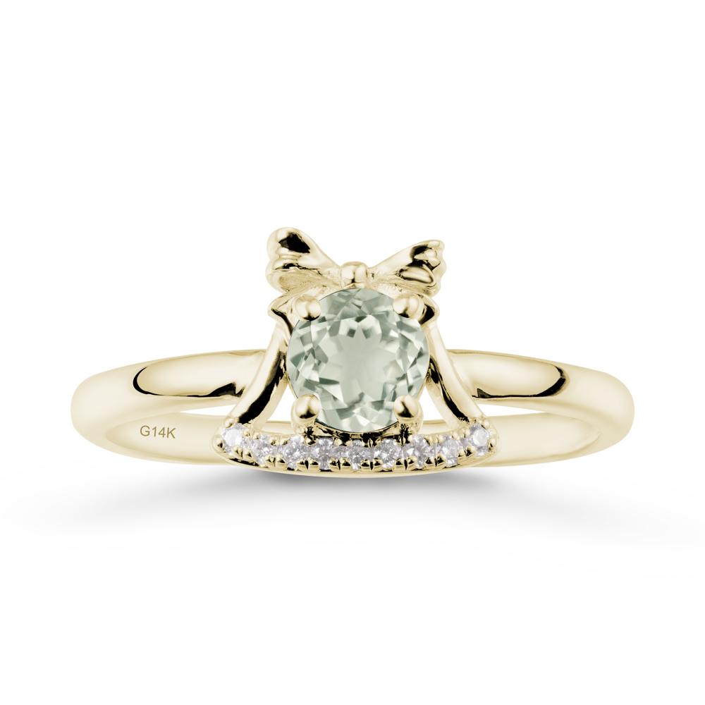 Bow Knot Round Green Amethyst Ring - LUO Jewelry #metal_14k yellow gold