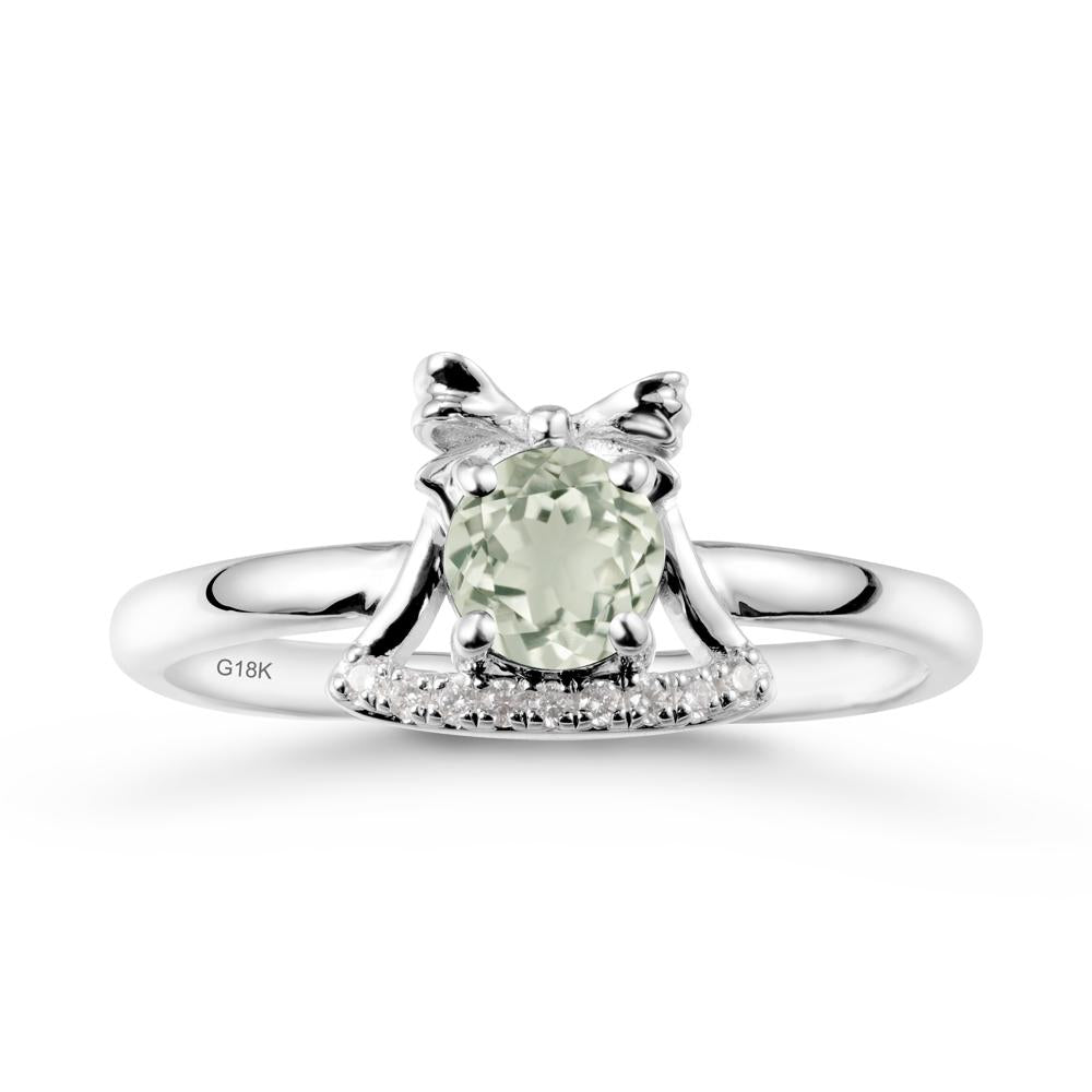Bow Knot Round Green Amethyst Ring - LUO Jewelry #metal_18k white gold
