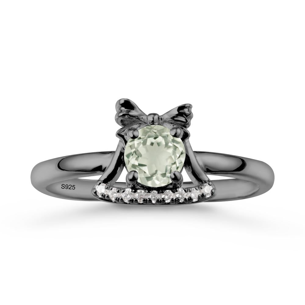 Bow Knot Round Green Amethyst Ring - LUO Jewelry #metal_black finish sterling silver