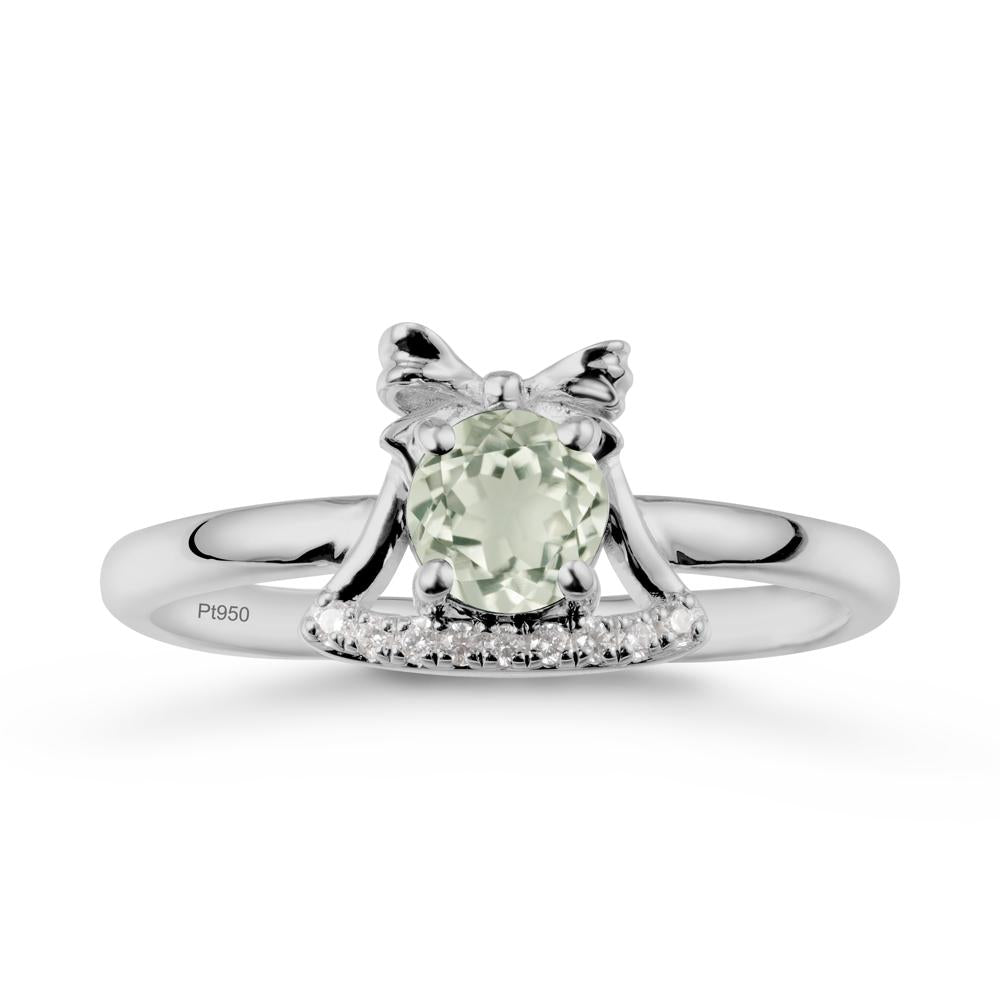 Bow Knot Round Green Amethyst Ring - LUO Jewelry #metal_platinum