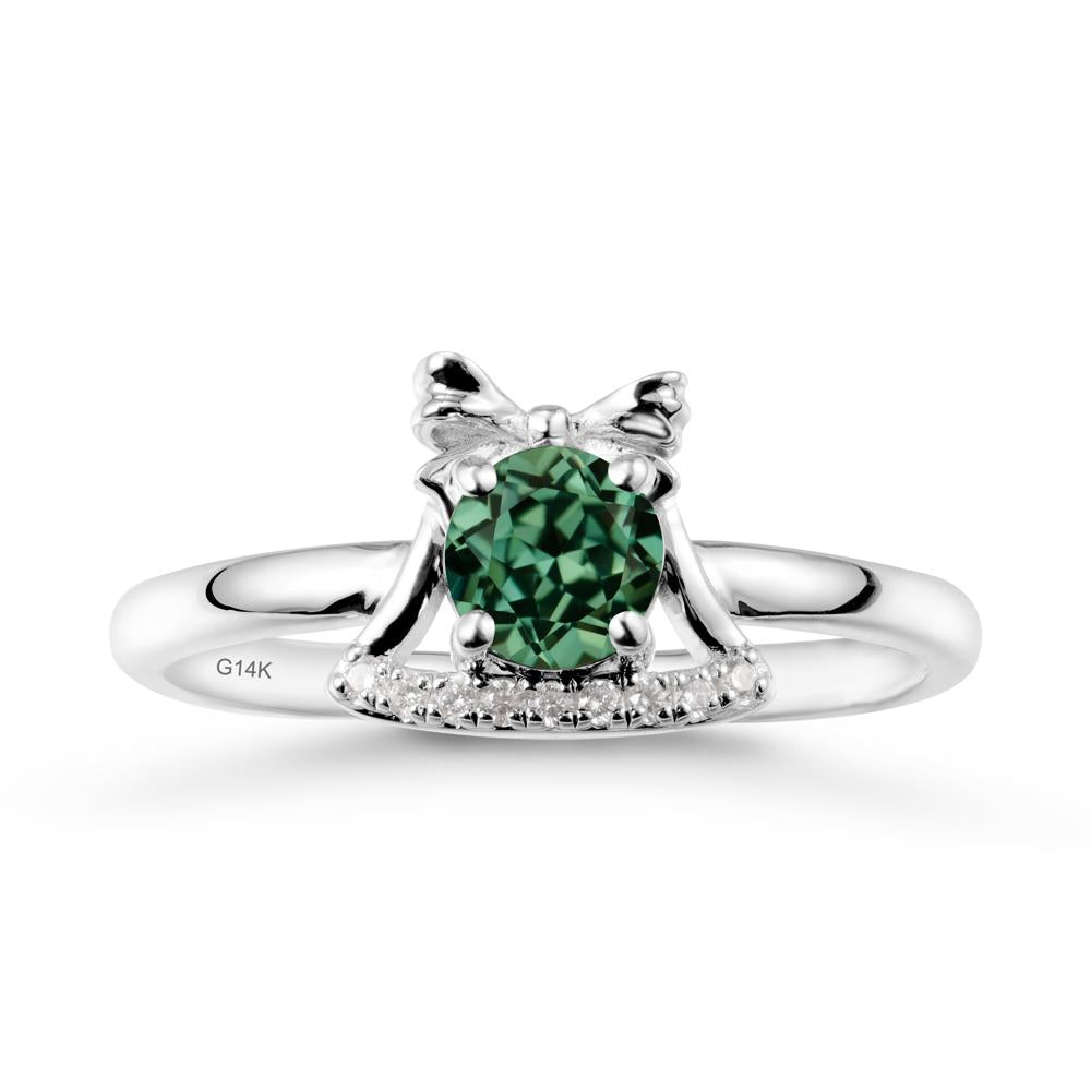 Chrismas Green Sapphire Ring with Jingle Bells Design - LUO Jewelry #metal_14k white gold