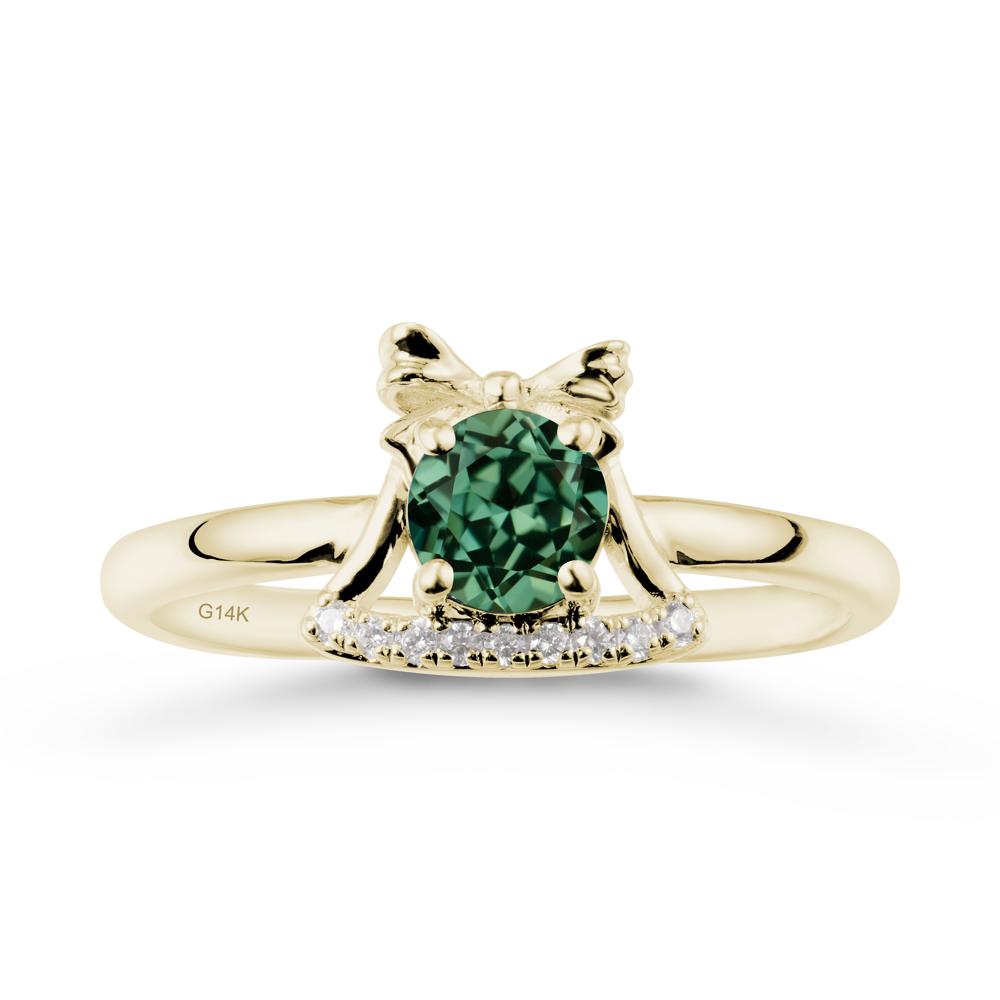 Chrismas Green Sapphire Ring with Jingle Bells Design - LUO Jewelry #metal_14k yellow gold