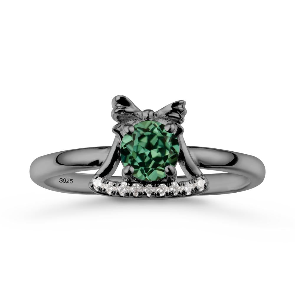 Chrismas Green Sapphire Ring with Jingle Bells Design - LUO Jewelry #metal_black finish sterling silver