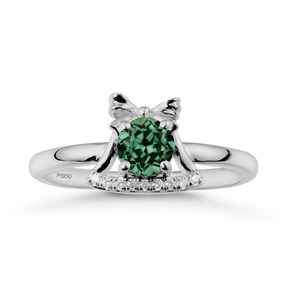 Chrismas Green Sapphire Ring with Jingle Bells Design - LUO Jewelry #metal_platinum