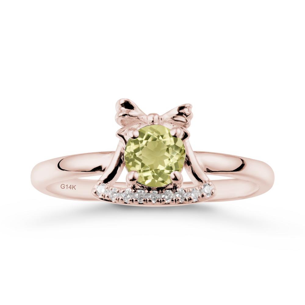 Bow Knot Round Lemon Quartz Ring - LUO Jewelry #metal_14k rose gold