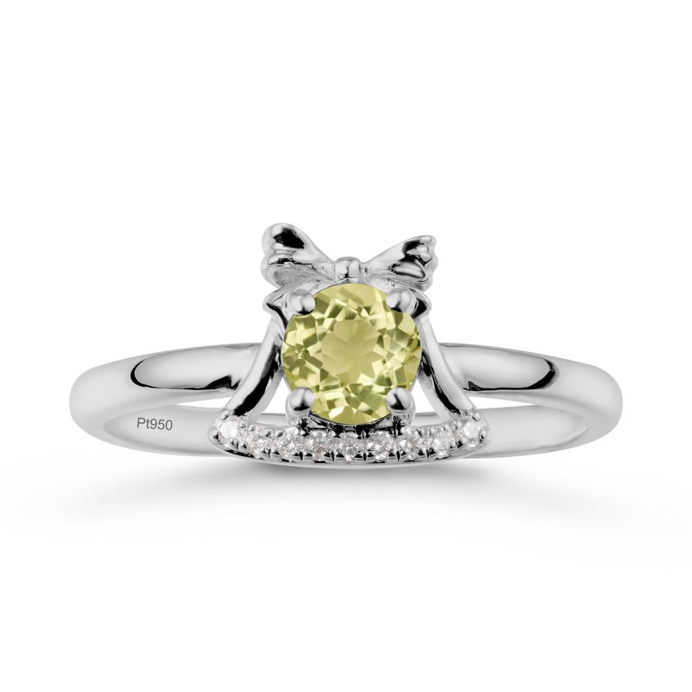 Bow Knot Round Lemon Quartz Ring - LUO Jewelry #metal_platinum