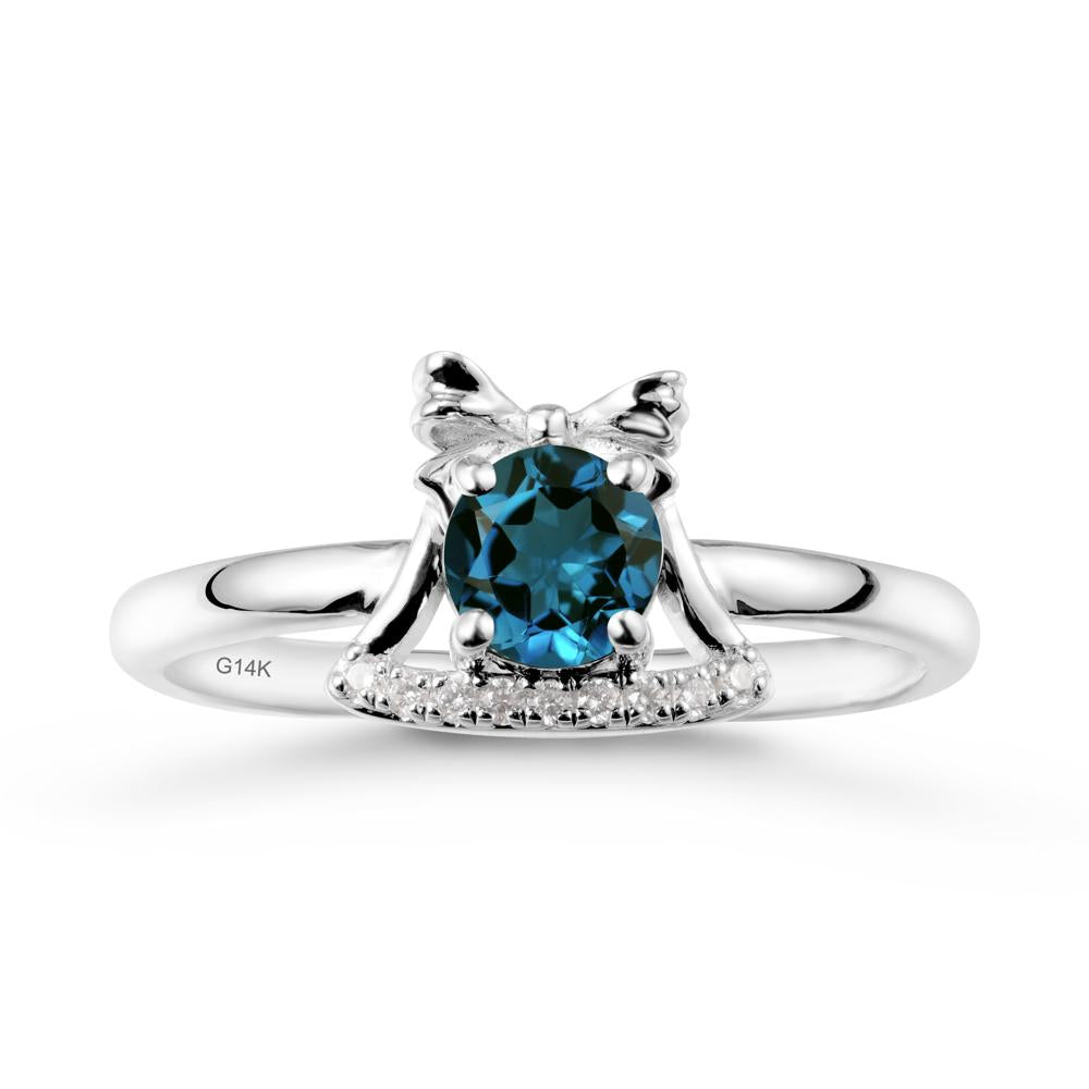 Chrismas London Blue Topaz Ring with Jingle Bells Design - LUO Jewelry #metal_14k white gold