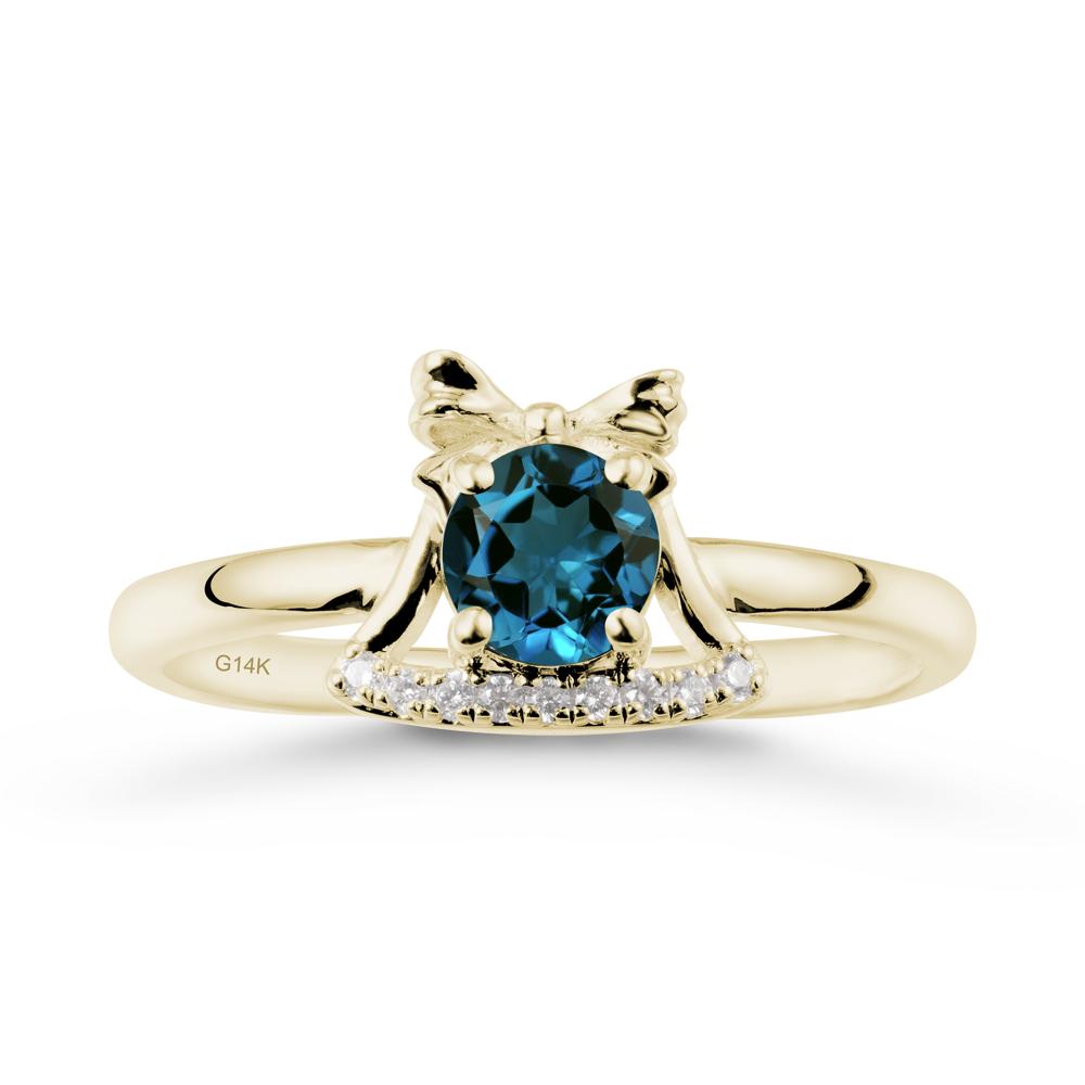 Chrismas London Blue Topaz Ring with Jingle Bells Design - LUO Jewelry #metal_14k yellow gold