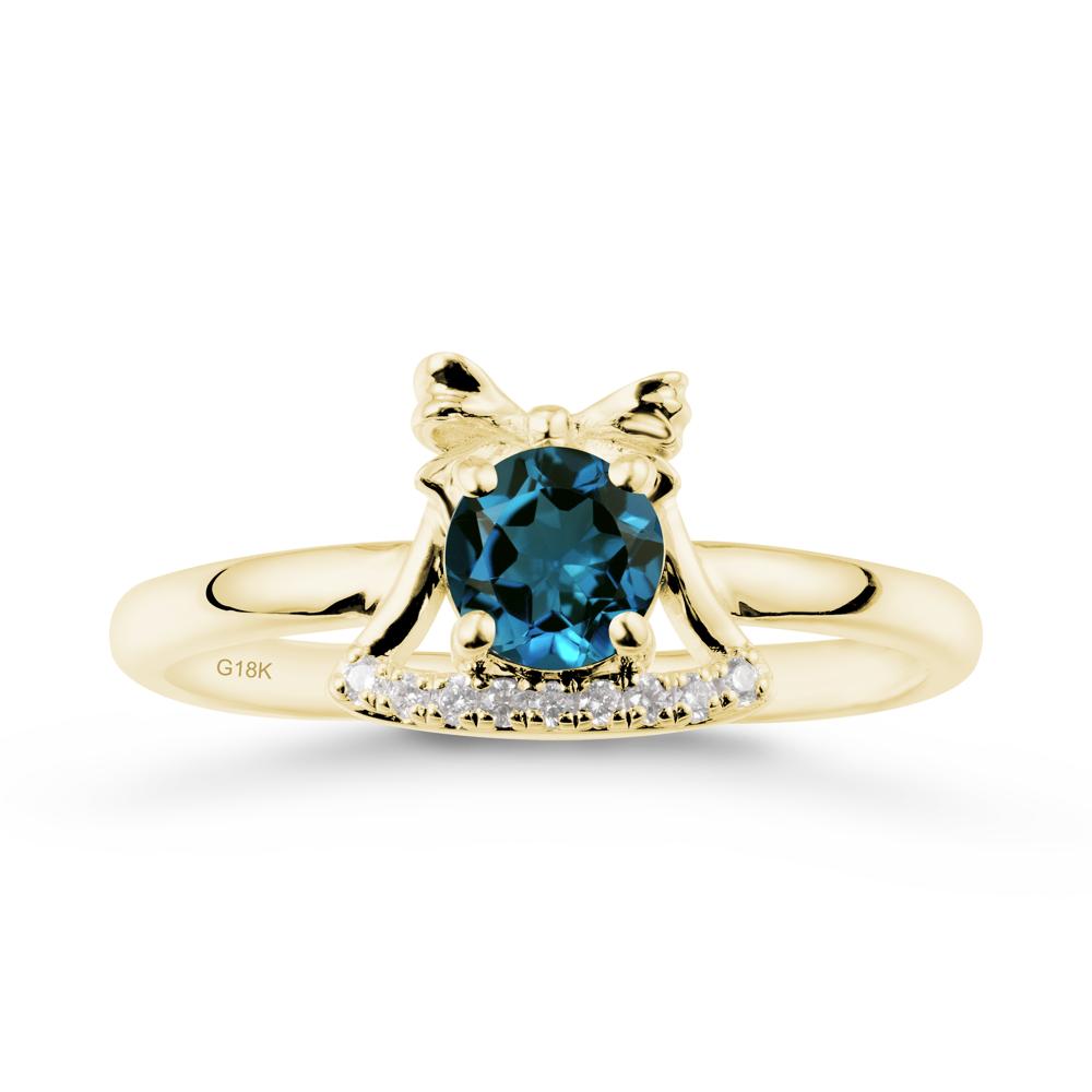 Chrismas London Blue Topaz Ring with Jingle Bells Design - LUO Jewelry #metal_18k yellow gold