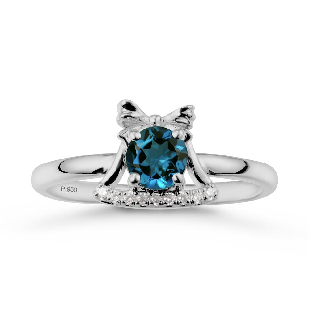 Chrismas London Blue Topaz Ring with Jingle Bells Design - LUO Jewelry #metal_platinum