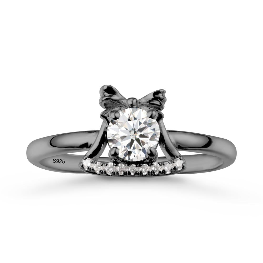 Bow Knot Round Moissanite Ring - LUO Jewelry #metal_black finish sterling silver