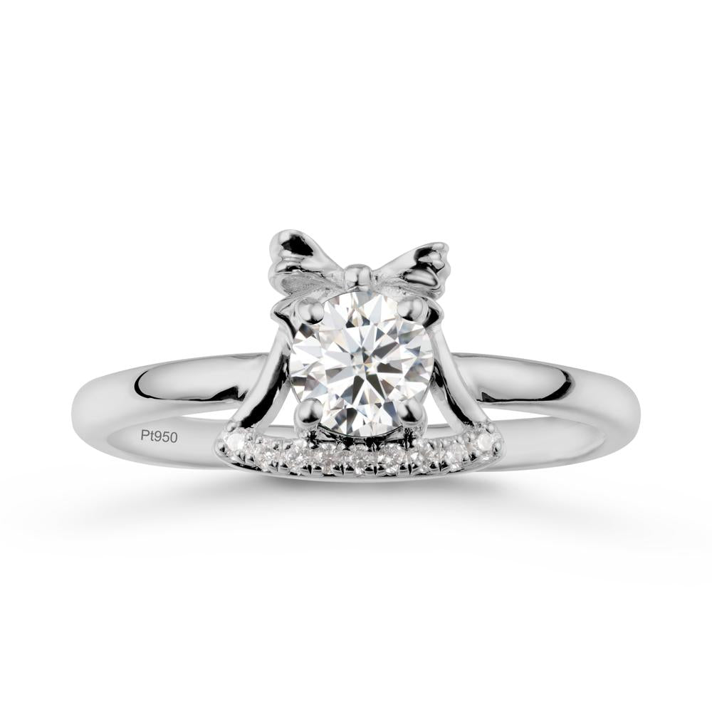 Bow Knot Round Moissanite Ring - LUO Jewelry #metal_platinum