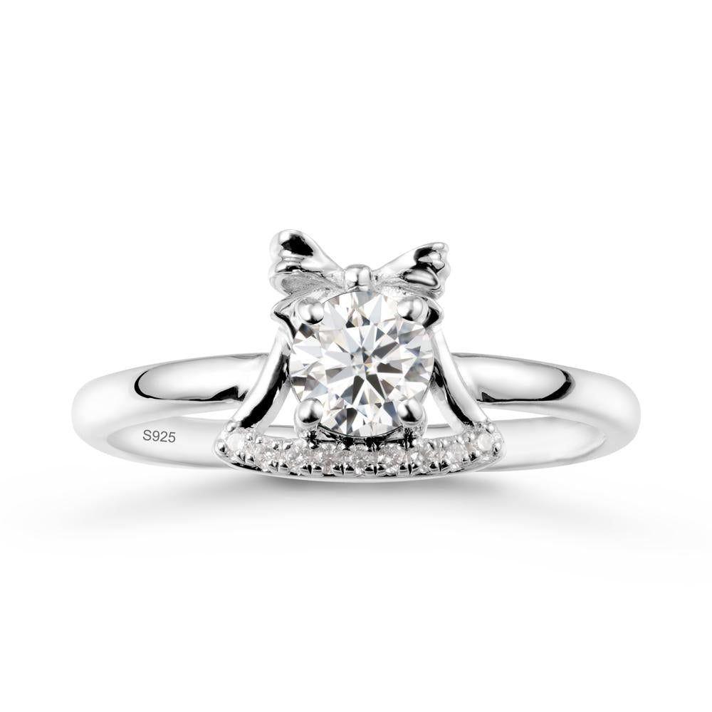 Bow Knot Round Moissanite Ring - LUO Jewelry #metal_sterling silver