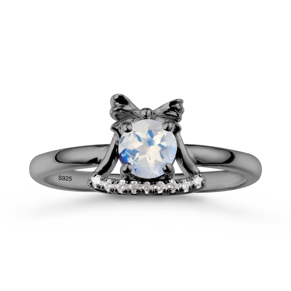 Chrismas Moonstone Ring with Jingle Bells Design - LUO Jewelry #metal_black finish sterling silver