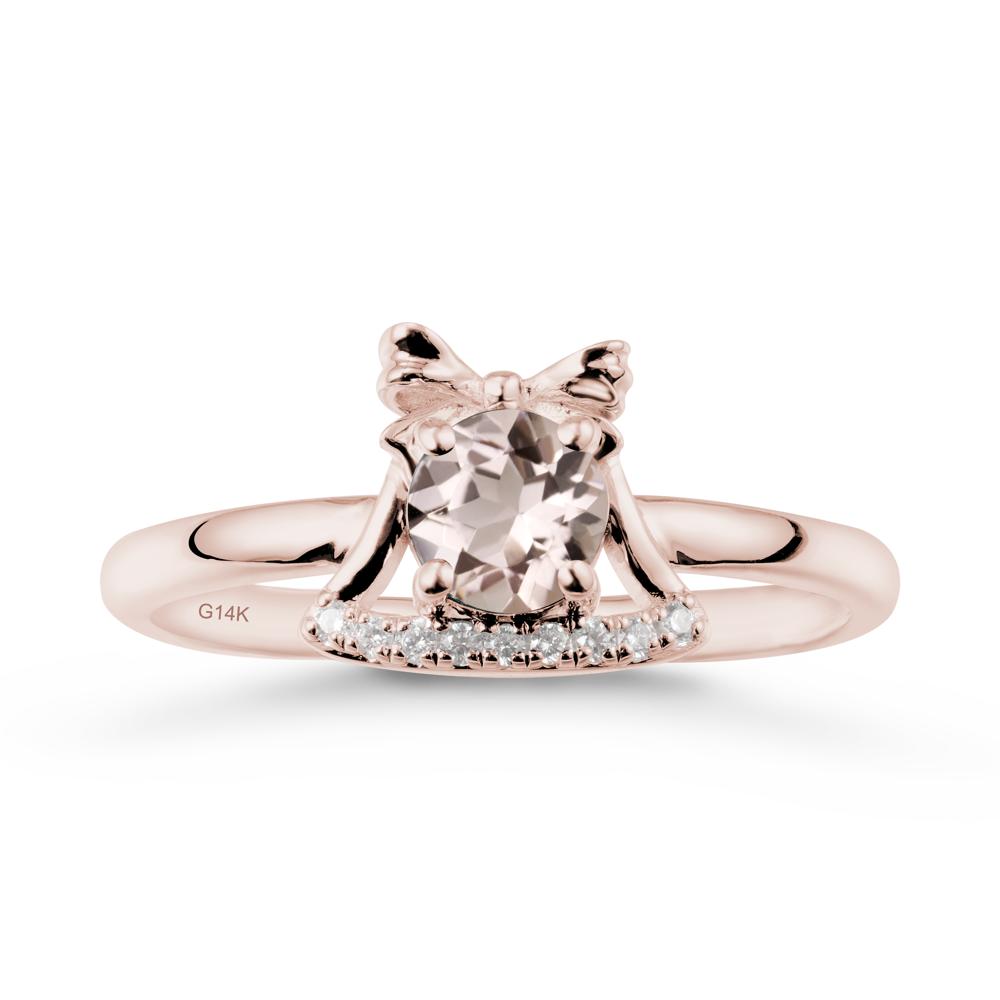 Bow Knot Round Morganite Ring - LUO Jewelry #metal_14k rose gold